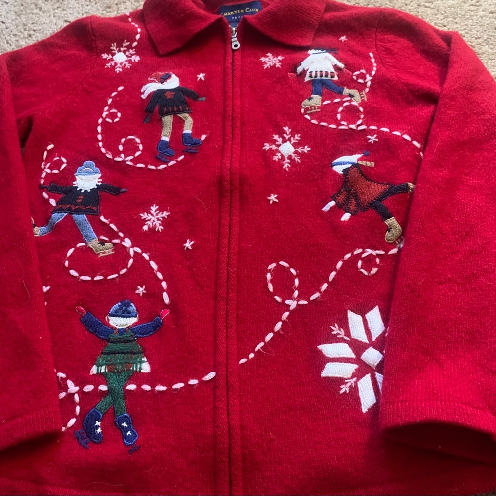 Vintage Charter Club Skates Sweater Full Zip Snowflake Sweater - Picture 11 of 12